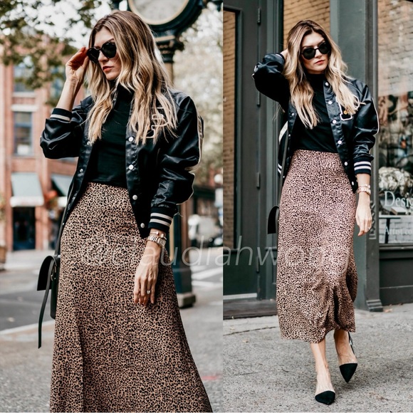 REFORMATION Bia Leopard Print Midi Skirt in Bengal Brown - Picture 10 of 10